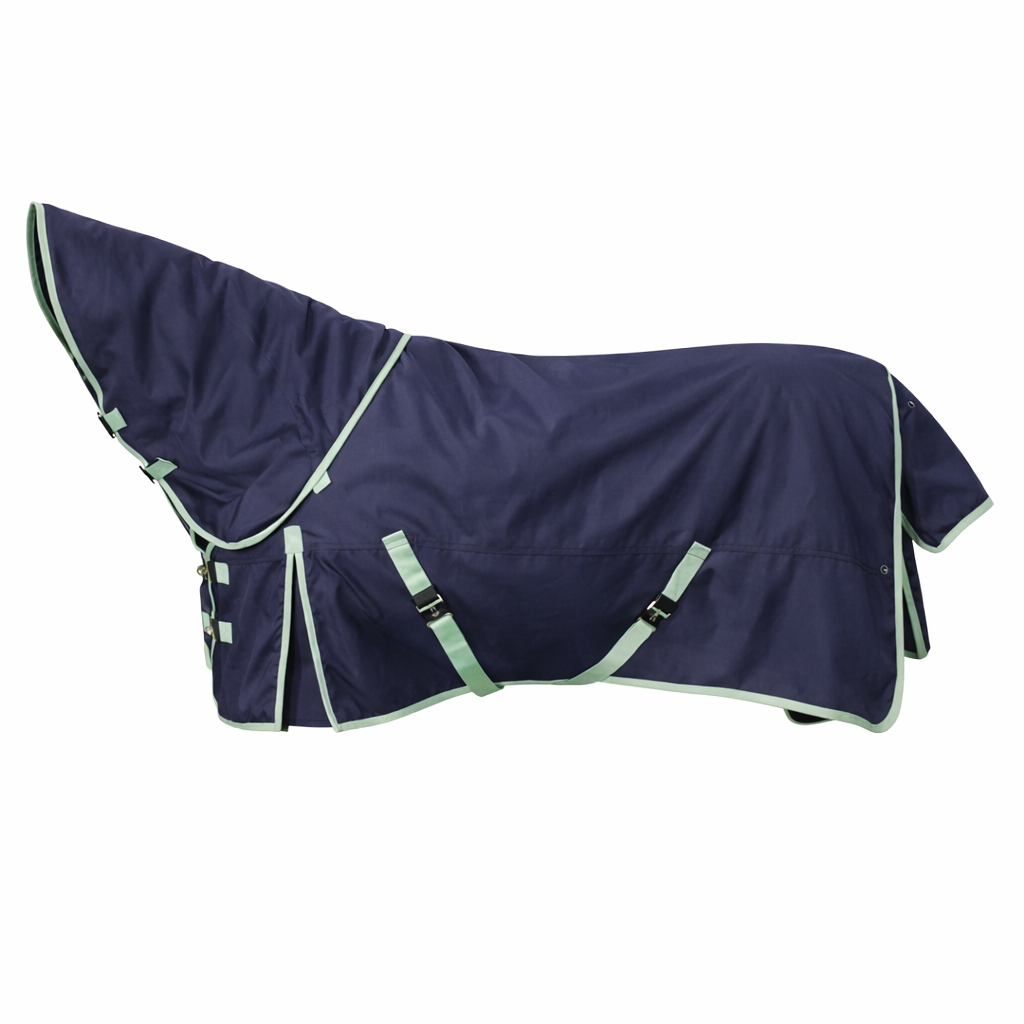 All Weather Ripstop Horse Blanket — Navy & Mint